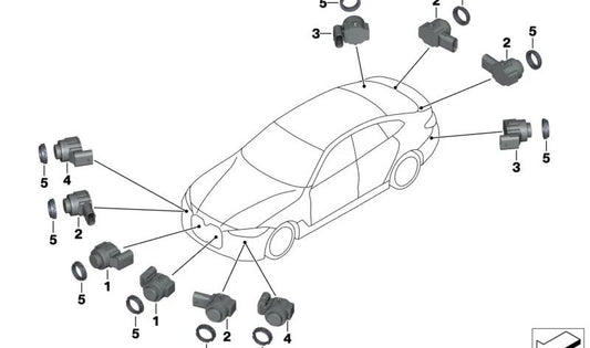 Sensor ultrasónico gris para BMW Serie 3 G20, G21, G28, G80, Serie 4 G22, G23, G26, G82, Serie 5 G30N, G31N, Serie 6 G32N, Serie 7 G11N, G12N, Serie 8 F91, F92, F93, G14, G15, G16, X3 F97N, X4 F98N, X5 F95, G05, X6 F96, G06, X7 G07 (OEM 66209827023). Orig