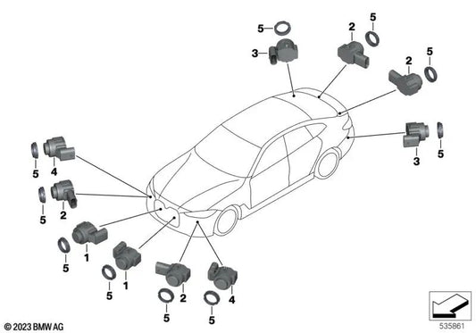 Black ultrasonic sensor for BMW 2 Series F44, G42, G87 4 Series G26 6 Series G32N X4 F98N, G02N X5 F95, G05, G18 X6 F96, G06 Genuine BMW.