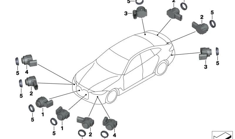 Sensor ultrasónico Skyscraper gris para BMW F44, G26 (OEM 66207927955). Original BMW