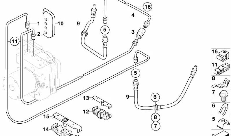 Manguera de freno trasera para BMW E83, E83N (OEM 34303411444). Original BMW