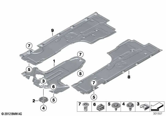 Carenado inferior central para BMW F01, F01N, F02, F02N (OEM 51757268349). Original BMW