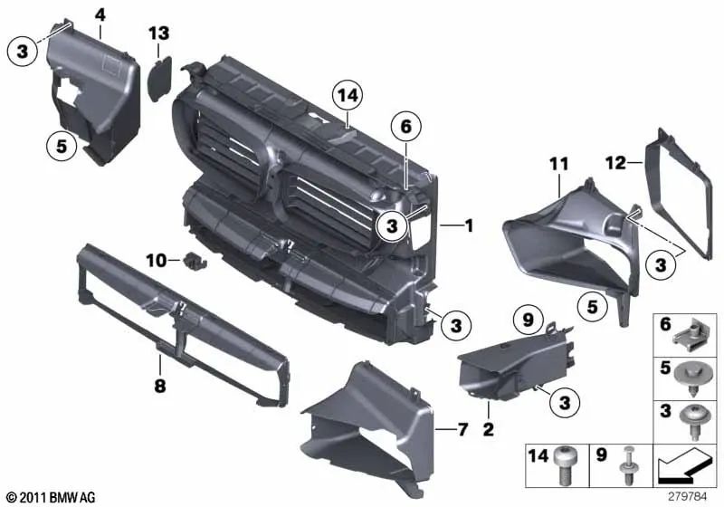 Conduit d'air avec contrôle de la soupape pour BMW F10, F11, F18 (OEM 51747200824). BMW d'origine