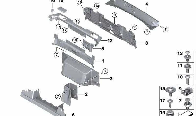 Rejilla Decorativa de Salida de Aire Trasera para BMW F23, F23N (OEM 51467421257). Original BMW