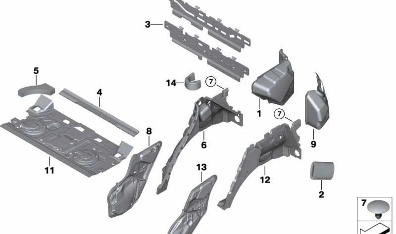 Aislamiento Acústico Puerta Trasera Derecha para BMW X5 F15, F85 (OEM 51487343216). Original BMW