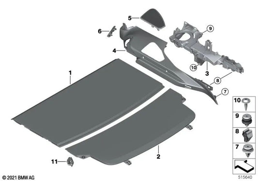 Revestimiento de barandilla del maletero derecho para BMW G32, G32N (OEM 51477445476). Original BMW