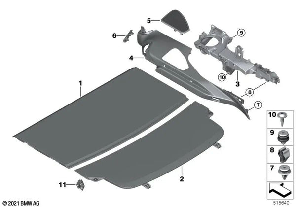 Bandeja de almacenamiento delantera para BMW G32, G32N (OEM 51477474550). Original BMW