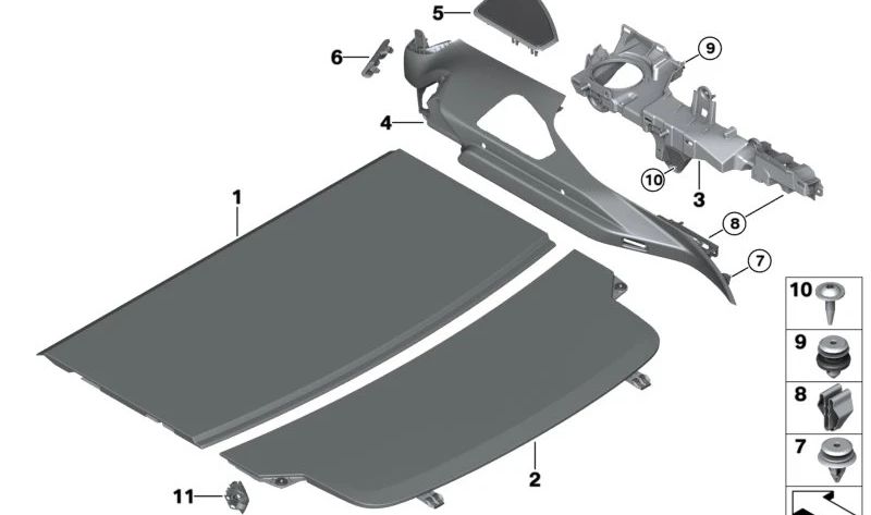 Rear shelf for BMW 6 Series G32, G32N (OEM 51498075053). Original BMW