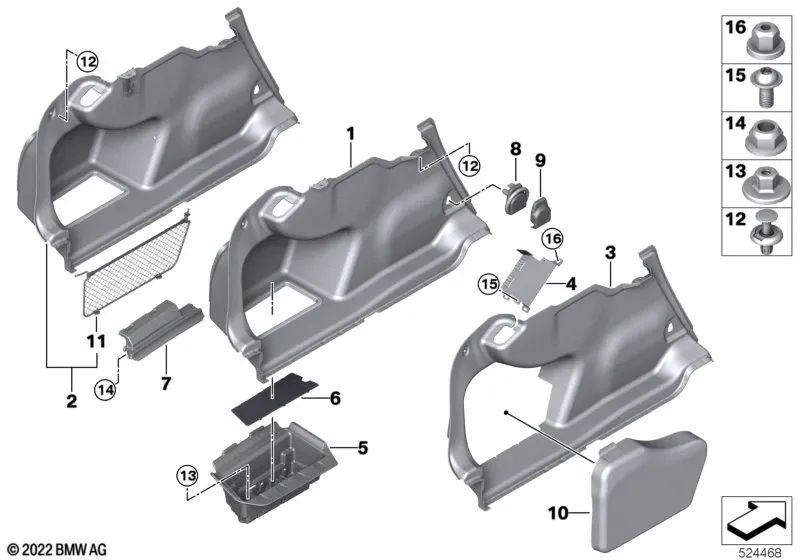 Ablagefachabdeckung für BMW 3er G20, G20N, G28, G28N, G80 4er G22, G26, G82 (OEM 51477438305). Original BMW.