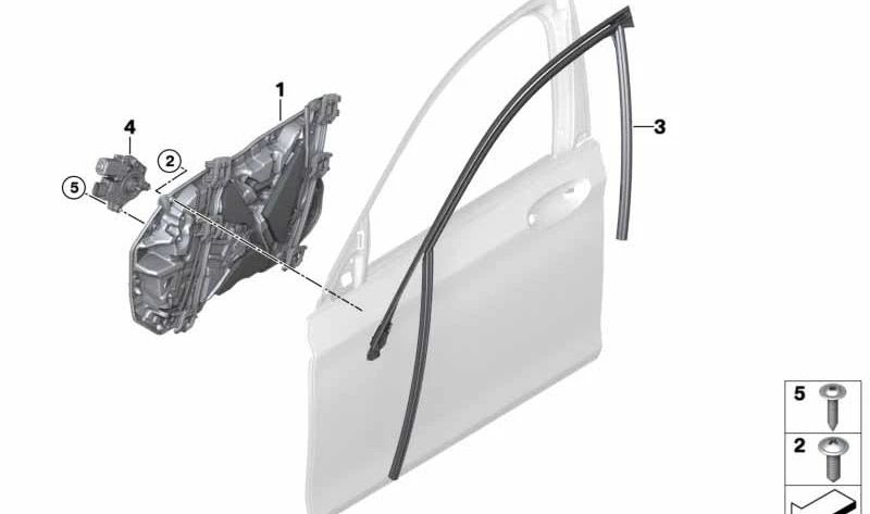 Left window guide for BMW 7 Series G11, G12 (OEM 51339481271). Original BMW