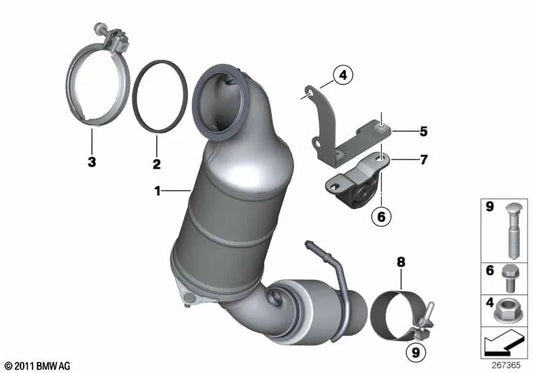 Soporte de Catalizador Cercano al Motor para BMW F20, F21, F30, F31, F35 (OEM 18307615523). Original BMW.