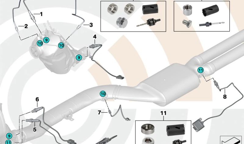 Sensor de Temperatura de Gases para BMW F20N, F21N, F22N, F30N, F31N, F34N, F36N, G01, G02, G05, G06, G07 (OEM 13628581103). Original BMW