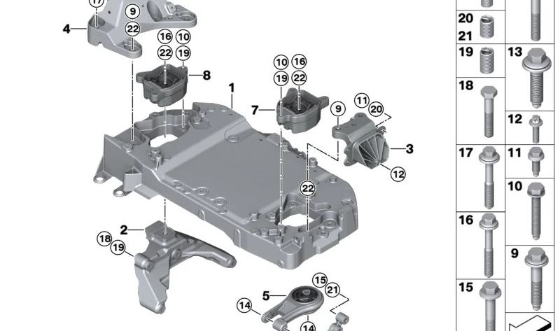 Tornillo hexagonal OEM 07119907333 para BMW G42, G20, G21, G80, G22, G23, G26, G29, I01, I12, I15. Original BMW.