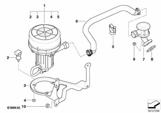 Bomba de aire para BMW Serie 5 E60, E61 (OEM 11727527598). Original BMW.