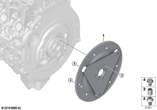 Volante de inercia Automático para BMW E82, E88, E90, E90N, E91, E91N, E92, E93, E60N, E61N, F01, F02, E71 (OEM 11227553157). Original BMW.