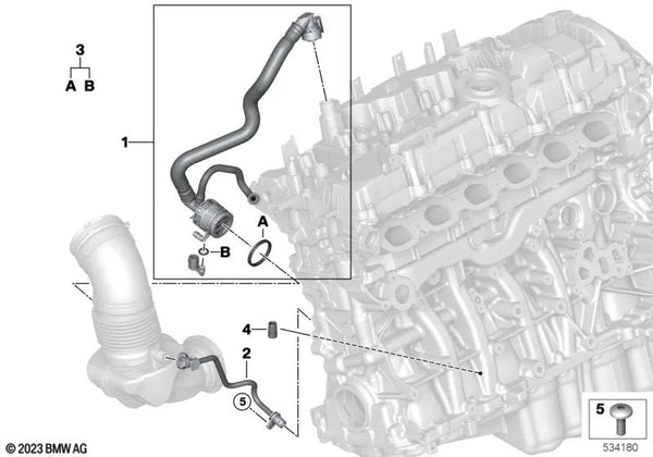 Conducto de ventilación del motor para BMW Serie 3 G20N, G21N, Serie 4 G22N, G23N, G26N, Serie 5 G60, Serie 7 G70, X3 G45, X5 G05N, G18N, X6 G06N, X7 G07N, XM G09 (OEM 11159453880). Original BMW.