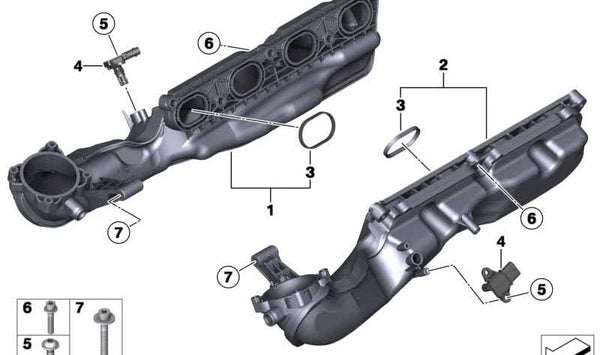 Sistema de Aspiración para BMW Serie 5 F07, F10, F11, Serie 6 F06, F12, F13, Serie 7 F01N, F02N, X5 F15, F85, X6 F16, F86 (OEM 11617601434). Original BMW