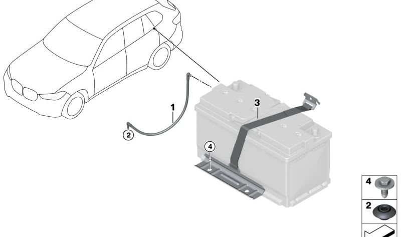 OEM 61216819636 Porte-batterie pour BMW G05, G18, F95, G06, F96. BMW d'origine.