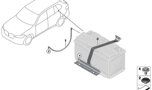 Cinta de sujeción para batería OEM 61216819636 para BMW G05, G18, F95, G06, F96. Original BMW.