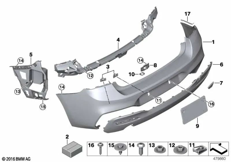 Tornillo de chapa con brida para BMW F20, F21, F22, F23, F31, F15, F85, F16, F86, R55, R56, R57, R58 (OEM 07149247838). Original BMW