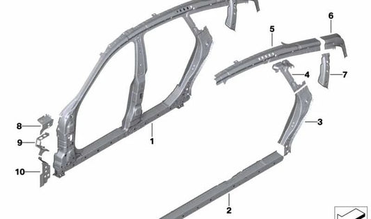 Rechter mittlerer Seitenrahmen für BMW 6er G32, G32N (OEM 41007437436). Original BMW