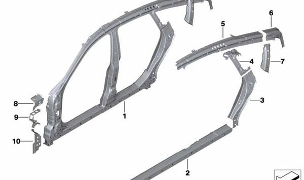 Soporte de pilar D derecho OEM 41007437492 para BMW G32 (Serie 6 Gran Turismo). Original BMW.