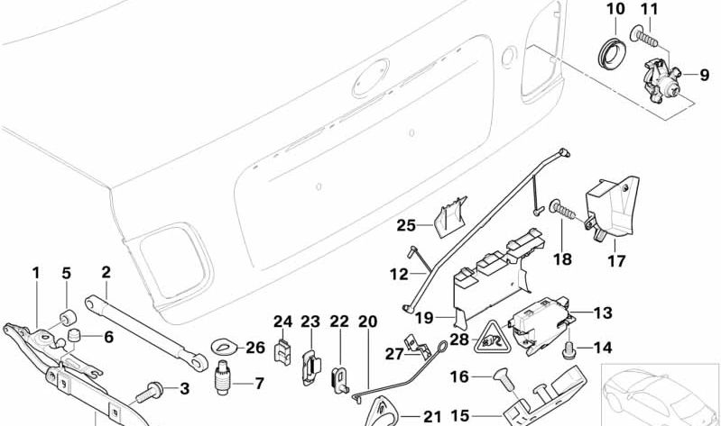 Tapa de cierre OEM 51248235751 para BMW E46 (Serie 3). Original BMW.