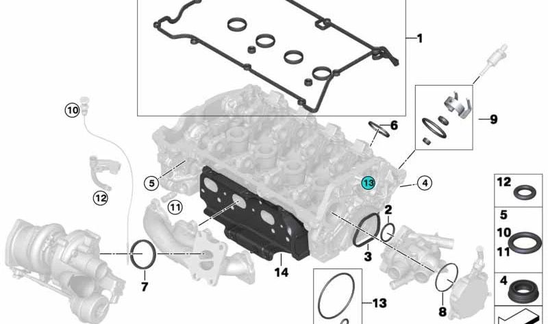 Juego de juntas tóricas OEM 11127634960 para BMW F20, F21, F30, F31, R56, R57, R58, R59, R55, R60, R61. Original BMW.