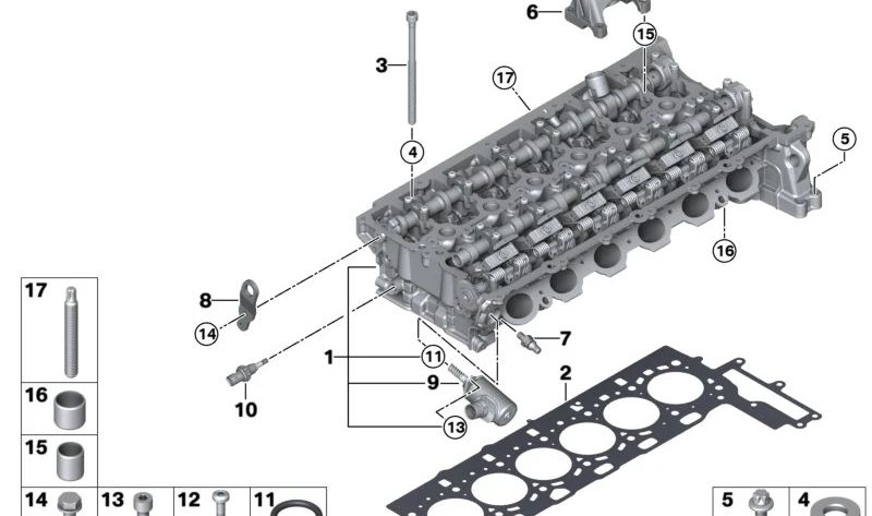 Culata completa con sistema de válvulas OEM 11128482779 para BMW F20, F21, F22, F23, F30, F31, F34, F32, F33, F36, G30, G31, G32, G11, G12, G01, G02. Original BMW