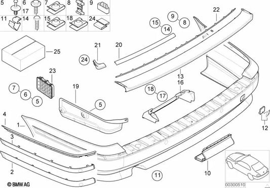 Aislamiento Térmico Silenciador para BMW E39 (OEM 51128164020). Original BMW.