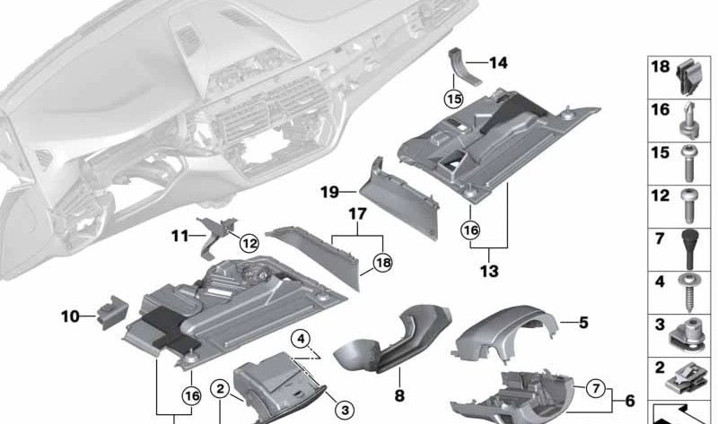 Compartimento de Armazenamento OEM 51456997929 Para BMW F90, G30, G31, G38, G32. BMW original.