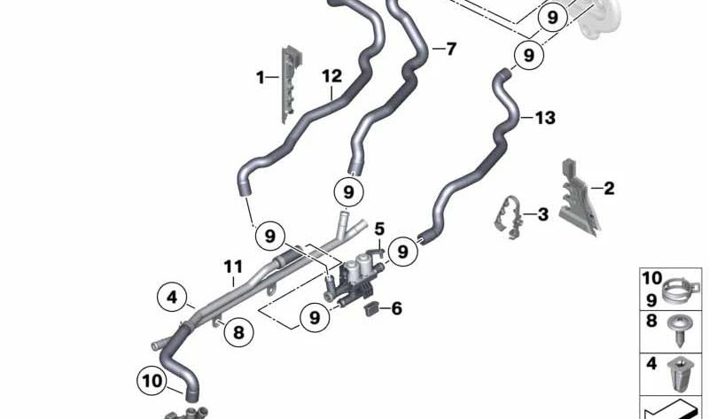 Tubo de retorno de refrigerante OEM 64219228107 para BMW F01, F02. Original BMW