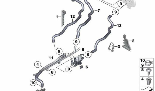 Tubo de retorno de refrigerante OEM 64219228107 para BMW F01, F02. Original BMW