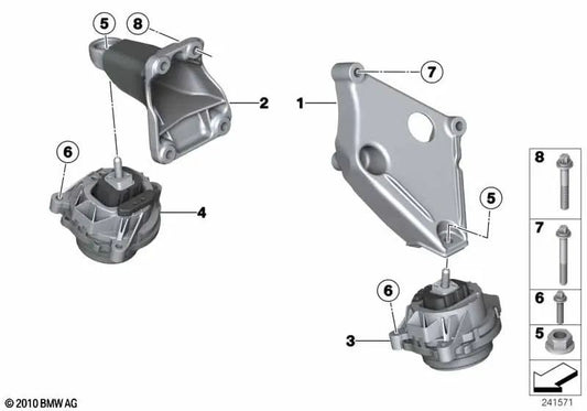 Linke Motorhalterung für BMW F25 (OEM 22116868395). Original BMW