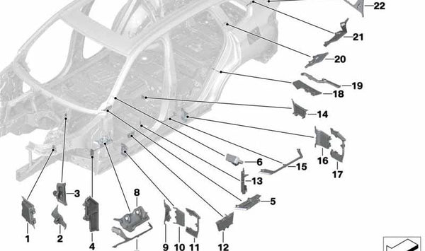 Revestimiento interior del pilar C OEM 41007412101 para BMW G05, G18, F95. Original BMW.