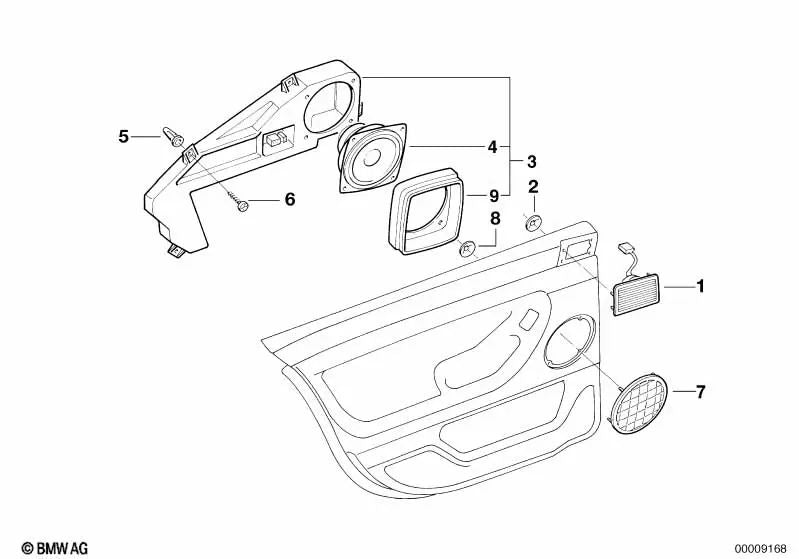 Altavoz de tonos medios izquierdo Top Hifi para BMW Serie 7 E38 (OEM 65138352439). Original BMW