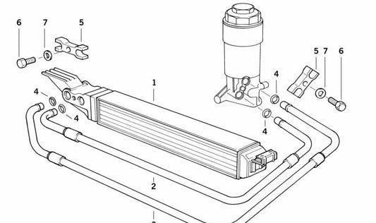 Oil Cooler Return Pipe for BMW 5 Series E34, 7 Series E32 (OEM 17211702612). Original BMW