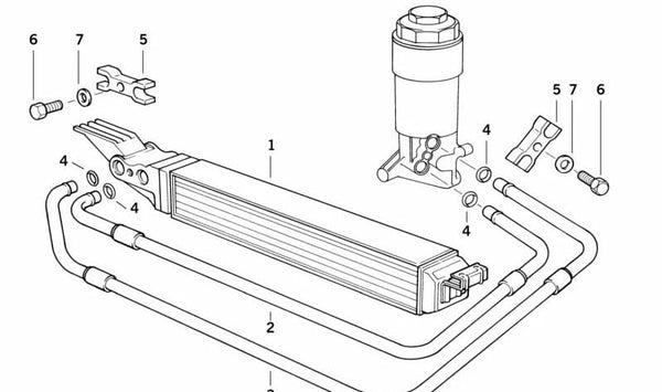 Tubería de Retorno del Enfriador de Aceite para BMW Serie 5 E34, Serie 7 E32 (OEM 17211702612). Original BMW