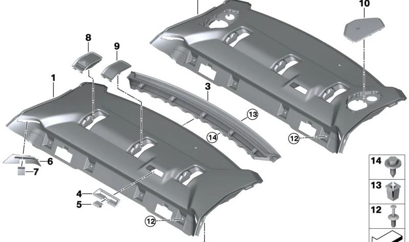 Cubierta embellecedora para hueco del cinturón izquierda para BMW Serie 3 G20, G28, G80 (OEM 51467482391). Original BMW