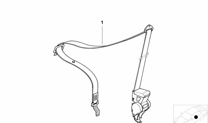 Cinturón superior delantero derecho con limitador de fuerza para BMW E36 (OEM 72118217380). Original BMW