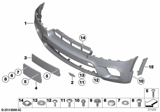 Revestimiento de parachoques delantero imprimado para BMW E70N (OEM 51118047322). Original BMW.