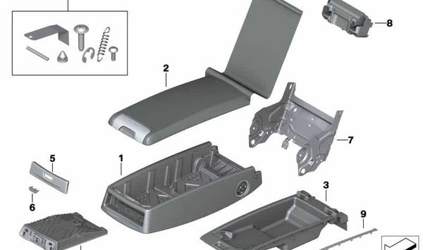 Tapa de reposabrazos de cuero OEM 52207440498 para BMW Serie 7 (G11, G12). Original BMW.