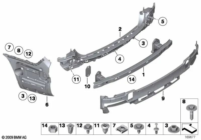 Stoßstangenhalterung hinten für BMW 7er F01, F02, F04 (OEM 51127187668). Original BMW.