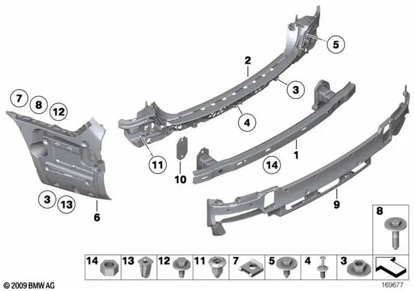 Soporte trasero derecho para BMW F01, F01N, F02, F02N, F04 (OEM 51127183886). Original BMW