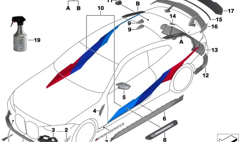 Marco de entrada de aire derecho para BMW Serie 3 G80, G81 Serie 4 G82, G83 (OEM 51118074774). Original BMW