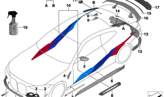 Marco de entrada de aire derecho para BMW Serie 3 G80, G81 Serie 4 G82, G83 (OEM 51118074774). Original BMW