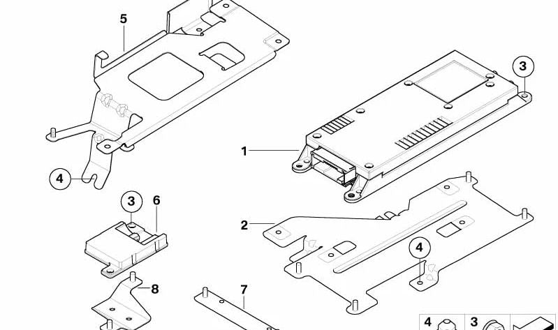 Soporte de Unidad de Control Telemática para BMW Serie 5 E39 (OEM 84136924548). Original BMW.