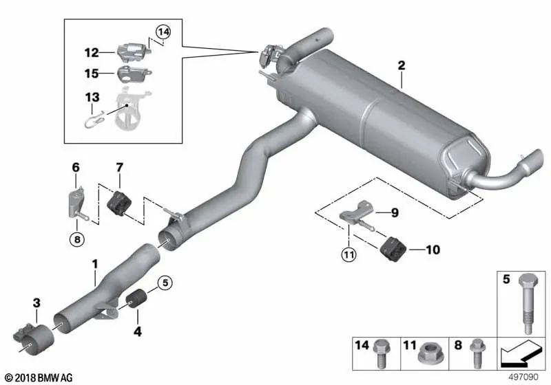 Silenciador trasero con válvula de escape para BMW Serie 7 G11N, G12N (OEM 18308698930). Original BMW.