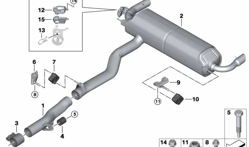 Rear silent with OEM exhaust valve 18309895378 for BMW G11, G12. Original BMW.