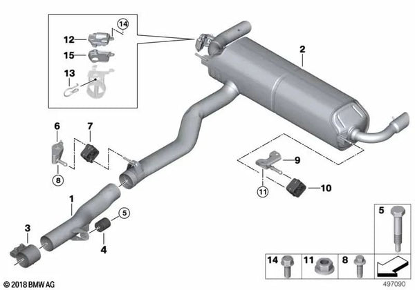 Silenciador trasero con válvula de escape para BMW Serie 7 G11N, G12N (OEM 18308698930). Original BMW.