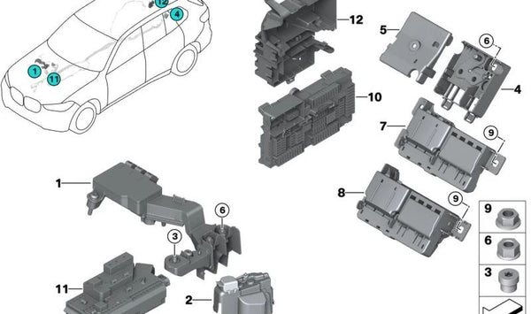 Distribuidor B+ para BMW Serie 3 G20, G20N, Serie 4 G22, G23, G26 (OEM 61146842531). Original BMW.